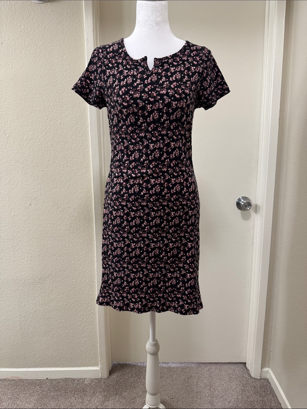 art class Black Midi Dress with Pink Floral Print XXL (18)